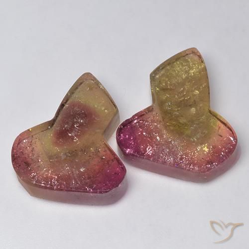33.04 ct Loose Bi-color Tourmaline, 21 x 17.9 mm Odd Shaped From Mozambique, Photo A