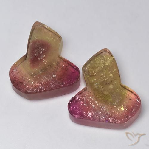 33.04 ctw Bi-color Tourmaline Stones, Natural Tourmaline in Fancy Cabochon Shape for Sale
