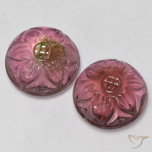 13.03 ctw Pink Tourmaline Stones, Natural Tourmaline in Carved Flower Shape for Sale