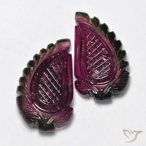 26.81 ctw Purple Tourmaline Stones, Natural Tourmaline in Carved Leaf Shape for Sale