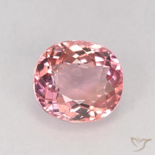 Tourmaline rose de 1,61 ct, taille ovale de 7,5 x 6,8 mm du Mozambique, Photo A