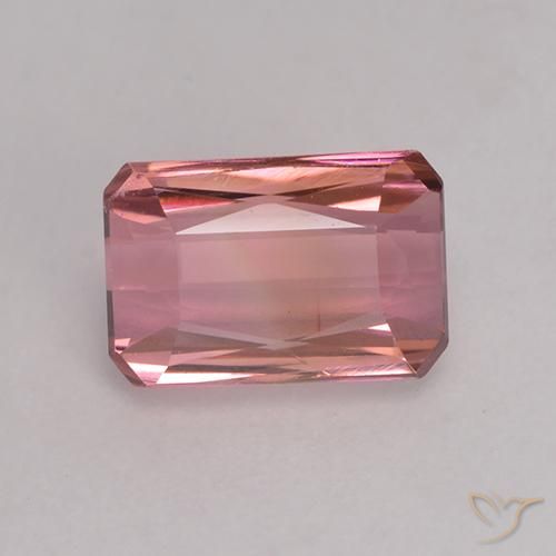 1.25ct Natural Deep Orange Pink Tourmaline, Emerald Cut, VVS-VS