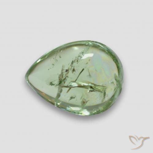 4.19 ct Green Tourmaline Stone, Natural Tourmaline in Pear Cabochon Shape for Sale