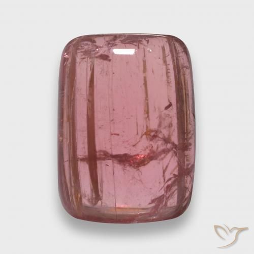 3.49 ct Loose Pink Tourmaline, 10.7 x 7.9 mm Cushion Cabochon From Mozambique, Photo A