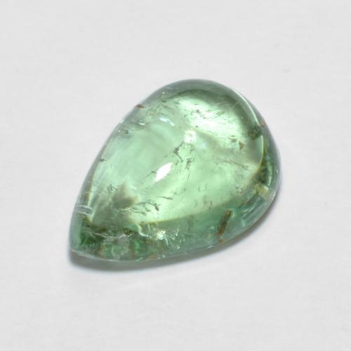 10 x 7.2mm Pear Cabochon Green Tourmaline from Mozambique, Weight of 2.3ct, Natural untreated gemstone in Transparent Clarity, 1pc Tourmaline - the Color is Light Green, Mohs Hardness of 7 - 7.5 suitable for daily wear jewelry, October Birthstone, Photo A