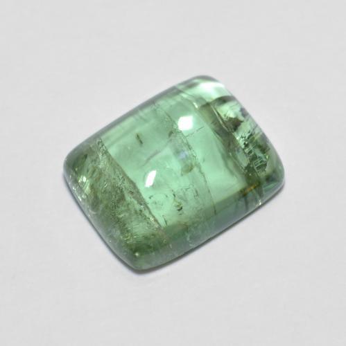 11 x 8.8mm Cushion Cabochon Green Tourmaline from Mozambique, Weight of 4.68ct, Natural untreated Gemstone in Transparent Clarity, 1pc Tourmaline - Color: Earthy Green, Mohs Hardness of 7 - 7.5 suitable for daily wear jewelry, Libra Zodiac Stone, Photo A