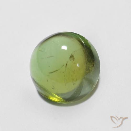 1.57 ct Green Tourmaline Stone, Natural Tourmaline in Round Cabochon Shape for Sale