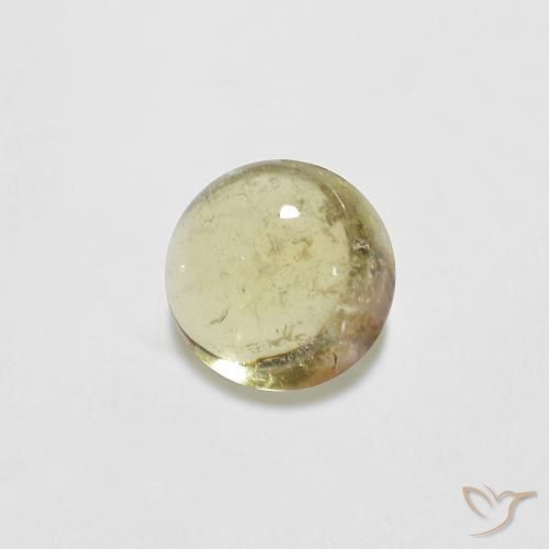 0.75 ct Yellow Tourmaline Stone, Natural Tourmaline in Round Cabochon Shape for Sale