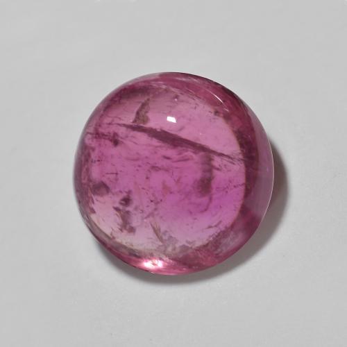 7.1mm Round Cabochon Purple Tourmaline from Mozambique, Weight of 1.62ct, Natural untreated Gemstone in Transparent Clarity, 1pc Tourmaline - Color: Light Raspberry Red, Mohs Hardness of 7 - 7.5 suitable for daily wear jewelry, Symbolizes Protection, Photo A