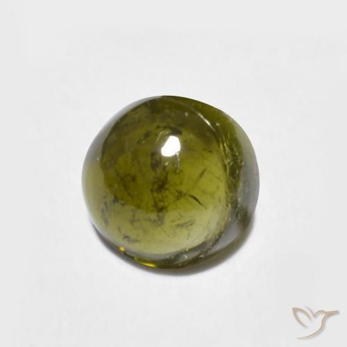 0.68 ct Green Tourmaline Stone, Natural Tourmaline in Round Cabochon Shape for Sale