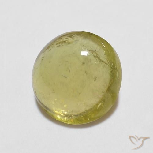 0.97 ct Yellow Tourmaline Stone, Natural Tourmaline in Round Cabochon Shape for Sale