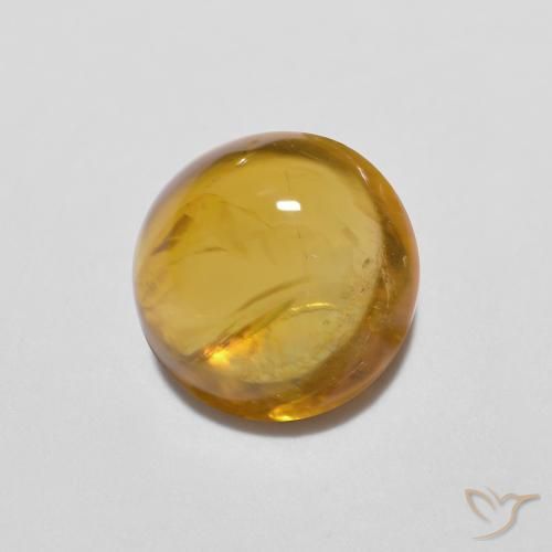 1.24 ct Golden Tourmaline Stone, Natural Tourmaline in Round Cabochon Shape for Sale
