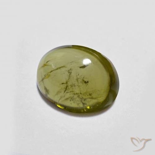 1.26 ct Green Tourmaline Stone, Natural Tourmaline in Oval Cabochon Shape for Sale