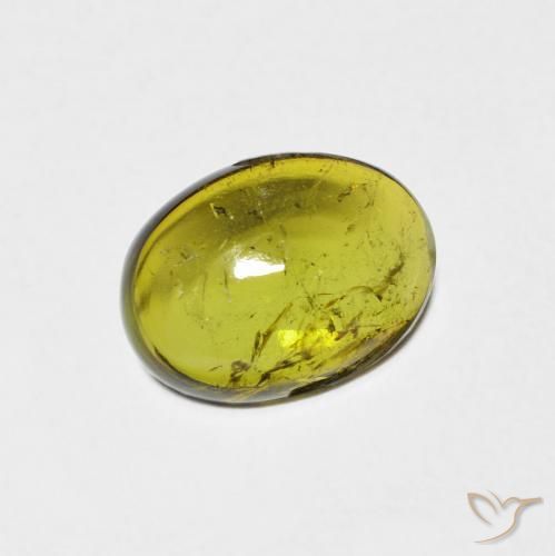 1.34 ct Green Tourmaline Stone, Natural Tourmaline in Oval Cabochon Shape for Sale