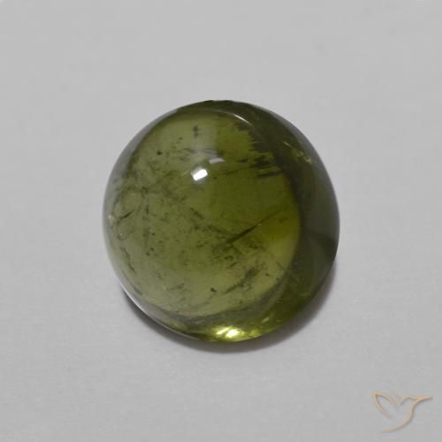 1.53 ct Green Tourmaline Stone, Natural Tourmaline in Round Cabochon Shape for Sale