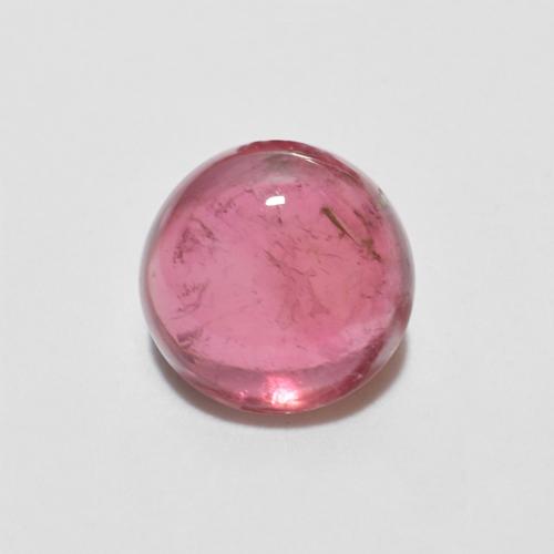 0.83ct Round Cabochon Pink Tourmaline from Mozambique, Dimension 5.6mm, Natural untreated Gemstone, Transparent Clarity, 1 piece Tourmaline in Dark Pink Color, Mohs Hardness of 7 - 7.5 suitable for daily wear jewelry, October Birthstone, Photo A