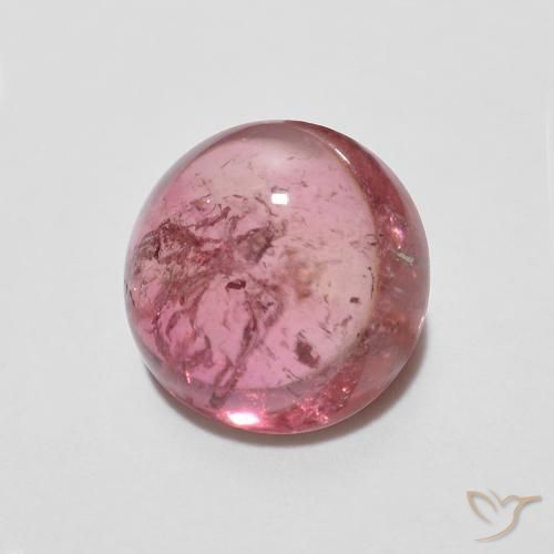 Tourmaline rose 1,18 ct, cabochon rond 6,4 mm du Mozambique, Photo A