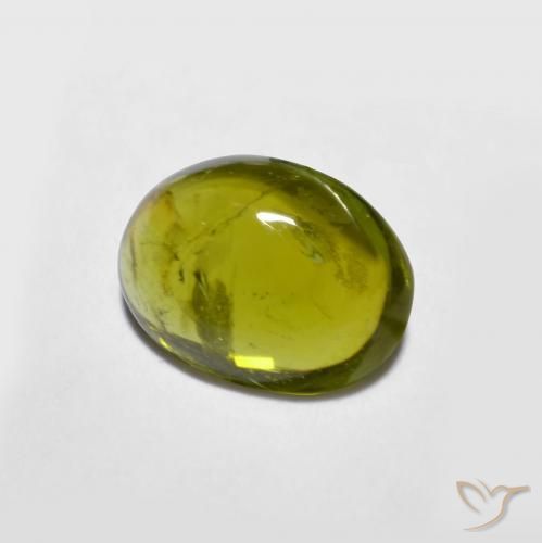 1.12 ct Green Tourmaline Stone, Natural Tourmaline in Oval Cabochon Shape for Sale