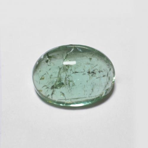 1.42ct Oval Cabochon Green Tourmaline from Mozambique, Dimension 7.9 x 5.9mm, Natural untreated Gemstone, Transparent Clarity, 1 piece Tourmaline in Bluish Green Color, Mohs Hardness of 7 - 7.5 suitable for daily wear jewelry, October Birthstone, Photo A