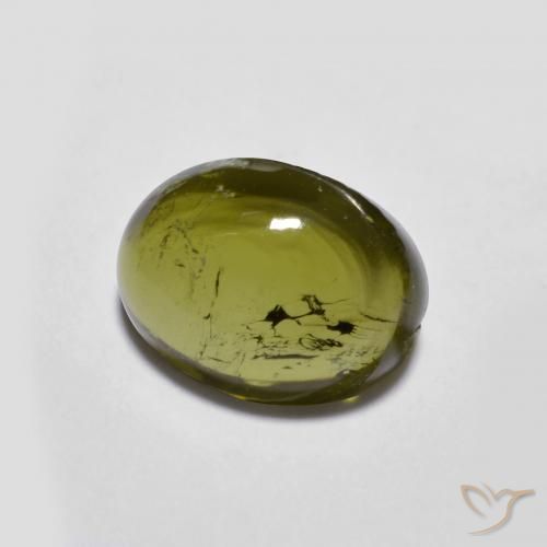 1.82 ct Green Tourmaline Stone, Natural Tourmaline in Oval Cabochon Shape for Sale