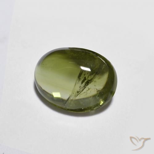 1.31 ct Green Tourmaline Stone, Natural Tourmaline in Oval Cabochon Shape for Sale
