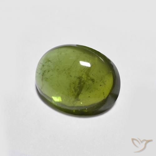 1.39 ct Green Tourmaline Stone, Natural Tourmaline in Oval Cabochon Shape for Sale