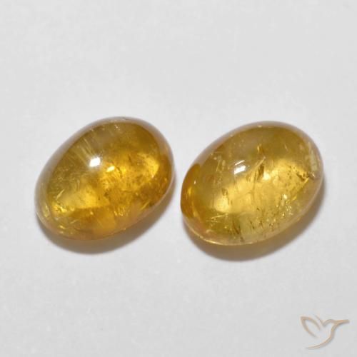 3.24 ct Loose Yellow Tourmaline, 8.2 x 6.2 mm Oval Cabochon From Mozambique, Photo A