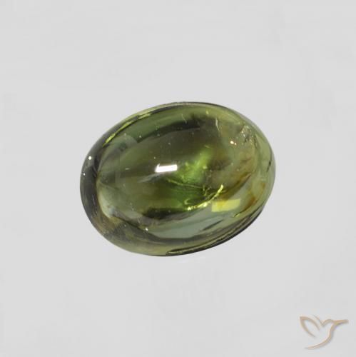 1.31 ct Green Tourmaline Stone, Natural Tourmaline in Oval Cabochon Shape for Sale