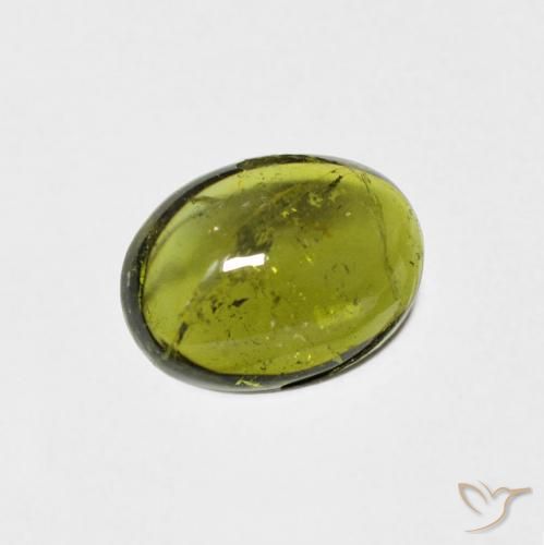 1.23 ct Green Tourmaline Stone, Natural Tourmaline in Oval Cabochon Shape for Sale