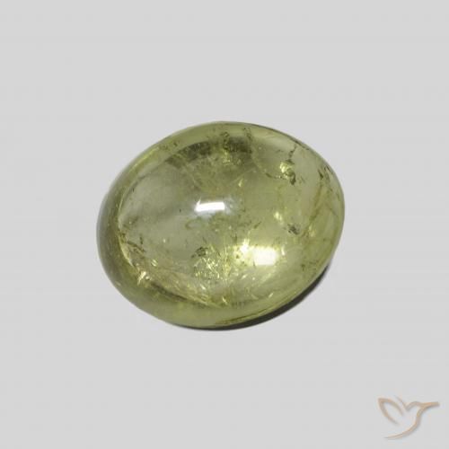 3.89 ct Green Tourmaline Stone, Natural Tourmaline in Oval Cabochon Shape for Sale