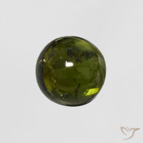 0.69 ct Green Tourmaline Stone, Natural Tourmaline in Round Cabochon Shape for Sale