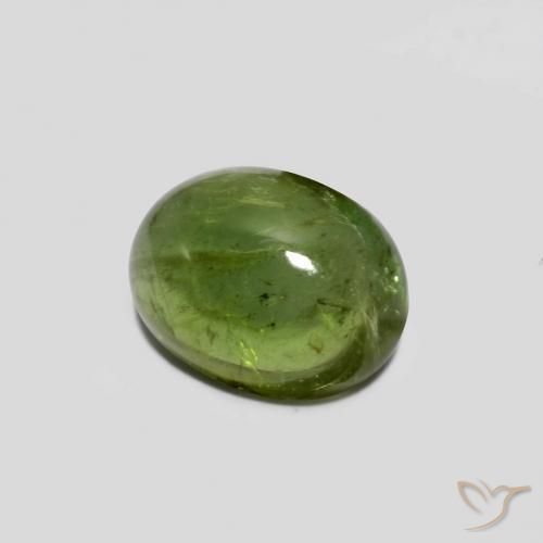 1.41 ct Green Tourmaline Stone, Natural Tourmaline in Oval Cabochon Shape for Sale