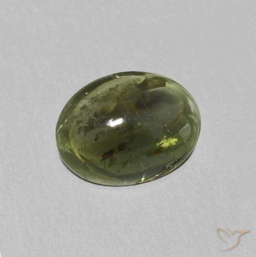 1.13 ct Green Tourmaline Stone, Natural Tourmaline in Oval Cabochon Shape for Sale