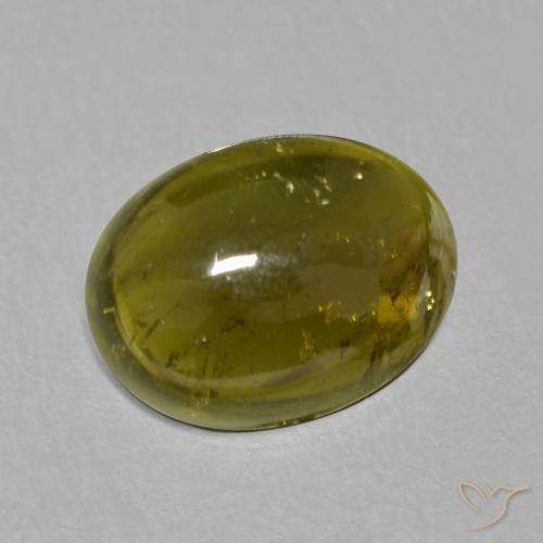 1.50 ct Green Tourmaline Stone, Natural Tourmaline in Oval Cabochon Shape for Sale