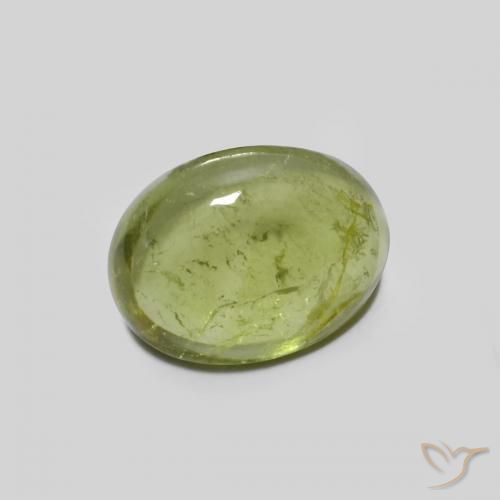 1.44 ct Green Tourmaline Stone, Natural Tourmaline in Oval Cabochon Shape for Sale