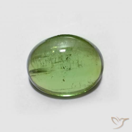 2.18 ct Loose Green Tourmaline, 8.8 x 7.1 mm Oval Cabochon From Mozambique, Photo A