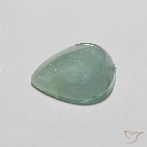 10 x 7.2mm Pear Cabochon Turquoise Tourmaline from Mozambique, Weight of 2.29ct, Natural untreated gemstone in Transparent Clarity, 1pc Tourmaline - the Color is Blue Green, Mohs Hardness of 7 - 7.5 suitable for daily wear jewelry, October Birthstone, Photo A
