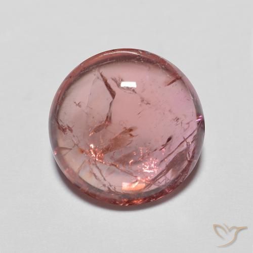 Tourmaline rose 4,03 ct, cabochon rond 10,3 mm du Mozambique, Photo A