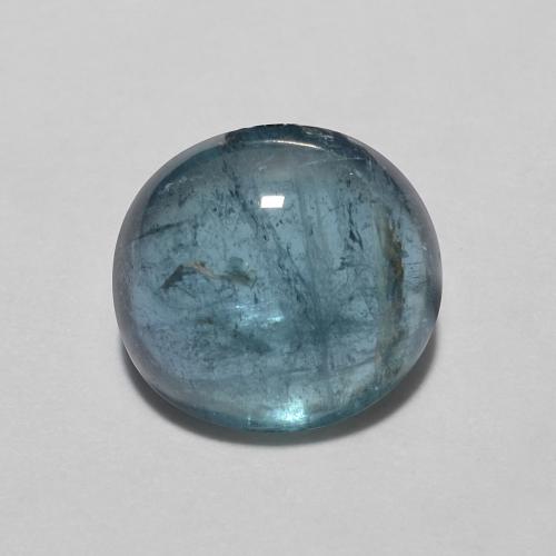 1.93ct Oval Cabochon Blue Tourmaline from Mozambique, Dimension 8 x 7.4mm, Transparent Clarity, Natural untreated gemstone, 1pc Tourmaline in Blue Color, Mohs Hardness of 7 - 7.5 suitable for daily wear jewelry, Symbolizes Protection, Photo A