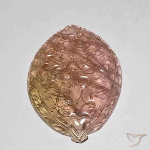 86.71 ct Pink Tourmaline Stone, Natural Tourmaline in Carved Leaf Shape for Sale