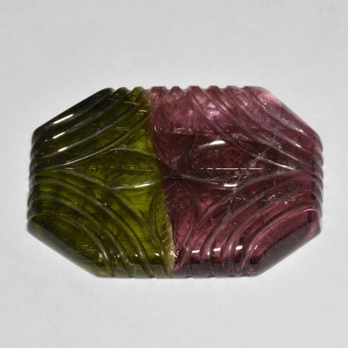 46.32 ct Multicolor Tourmaline Stone, Natural Tourmaline in Carved Octagon Shape for Sale