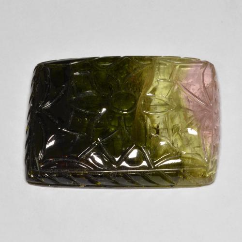 63.68 ct Multicolor Tourmaline Stone, Natural Tourmaline in Carved Cushion Shape for Sale