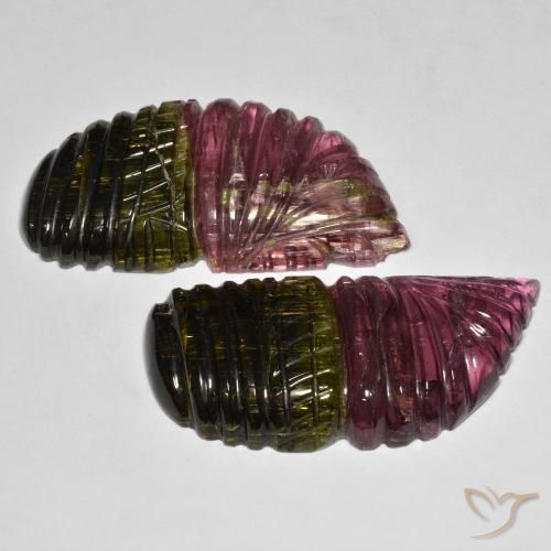 89.04 ct Loose Multicolor Tourmaline, 40.8 x 20.3 mm Carved From Mozambique, Photo A