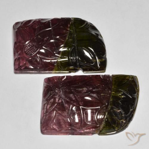 89.72 ct Loose Multicolor Tourmaline, 31.7 x 21.8 mm Carved From Mozambique, Photo A