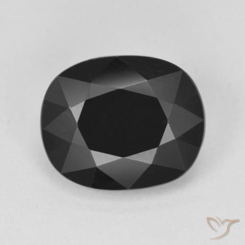 3.69ct Cushion-cut Black Tourmaline from Mozambique, Dimension 10.8 x 8.9mm, Opaque Clarity, Natural untreated gemstone, 1pc Tourmaline in Schorl Color, Mohs Hardness of 7 - 7.5 suitable for daily wear jewelry, Year of the Tiger Gemstone, Photo A