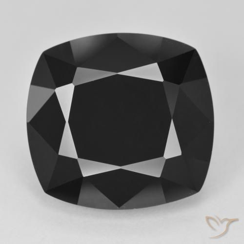 20.17 ct Loose Black Tourmaline, 17.7 x 16.7 mm Cushion Cut From Mozambique, Photo A