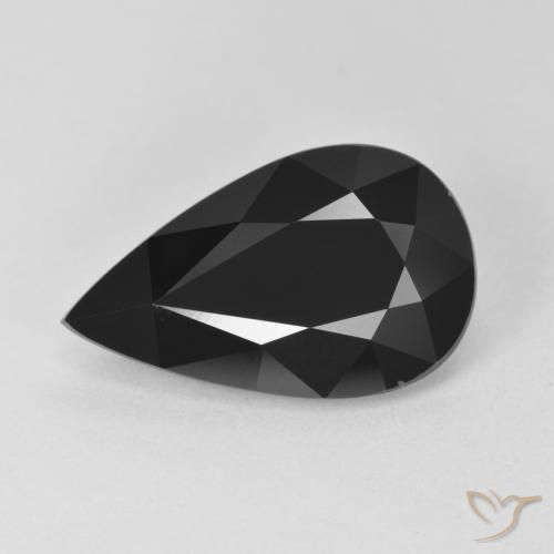 6.08 ct Loose Black Tourmaline, 16.2 x 9.8 mm Pear Cut From Mozambique, Photo A