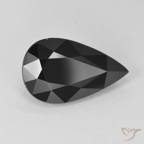 6.08 ct Black Tourmaline Stone, Natural Tourmaline in Pear Facet Shape for Sale