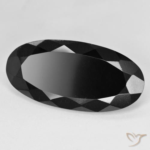 30.28 ct Loose Black Tourmaline, 33.8 x 16.4 mm Oval Cut From Mozambique, Photo A