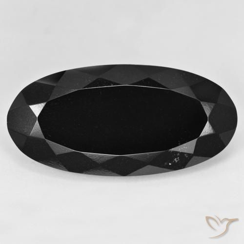 34.08 ct Loose Black Tourmaline, 34.3 x 16.6 mm Oval Cut From Mozambique, Photo A